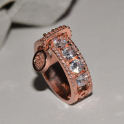 New Arrival Vintage Rose Gold Filled Wedding Rings For Women Fashion Jewelry  Luxury White Zircon Engagement Ring
