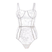 SAY MORNING Embroidered Hollow Sexy Women's Patchwork Bodysuit Underwear Set Lace Perspective One-Piece Erotic Lingerie