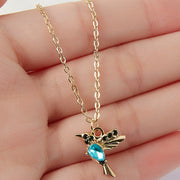 New Crystal Animal Hummingbird Necklaces Fashion Gold Color Clavicle Chain Birds Pendant Necklace collares joyeria mujer